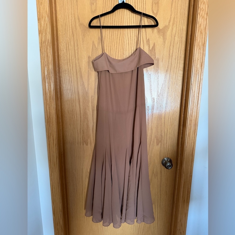 H&M ELEGANT BROWN MIDI DRESS‎ IN CRÉPE CHIFFON NWT SZ XS - Picture 13 of 14